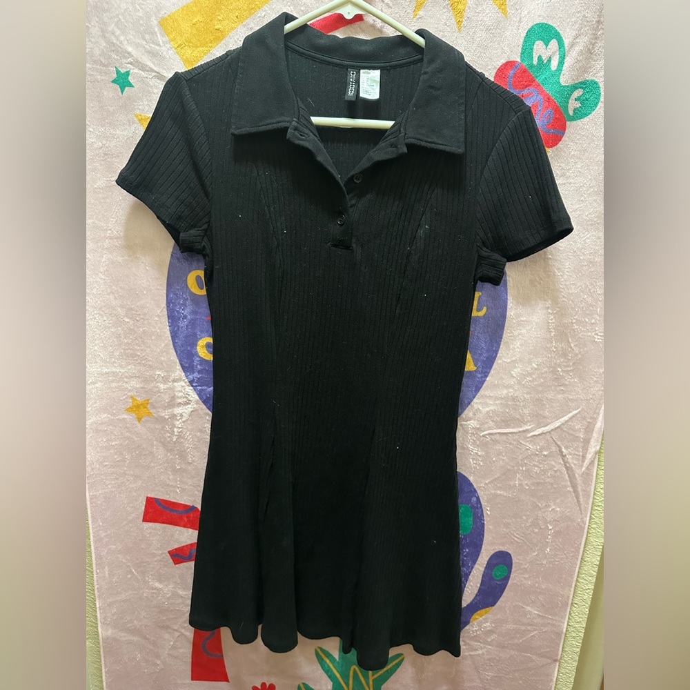Black textured golf dress